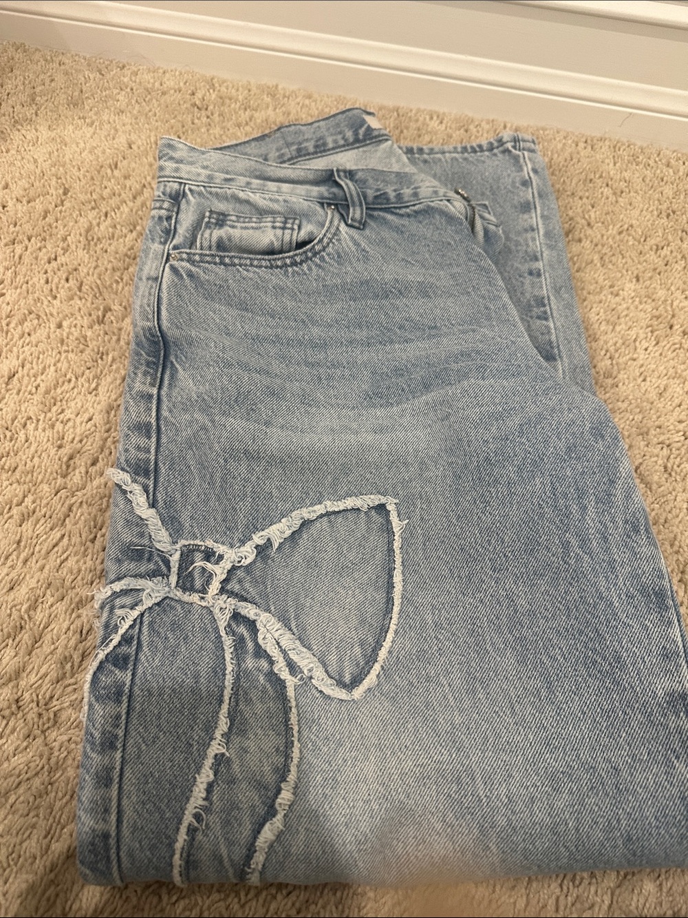 PacSun Light Blue Wide Leg Distressed Jeans
